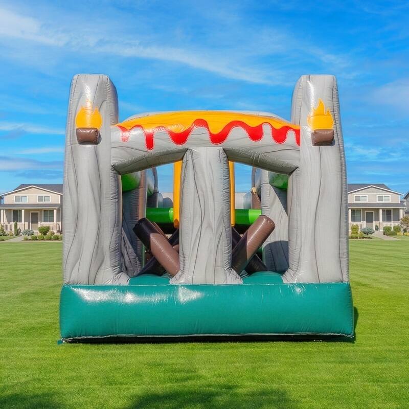HeroKiddo T-Rex Adventure 20' Inflatable Obstacle Course, Commercial Grade PVC Vinyl, for Kids and Adults, with Air Blower