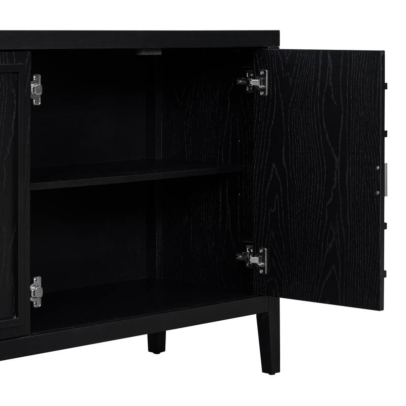 Distressed Finish Sideboard with 4 Doors & Ample Storage for Dining Room or Entryway Organization