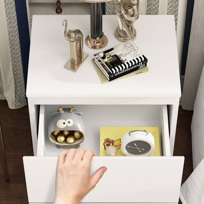 Premium 2-Drawer Nightstand 3 Colors Bedside Table by Kerrogee End Table