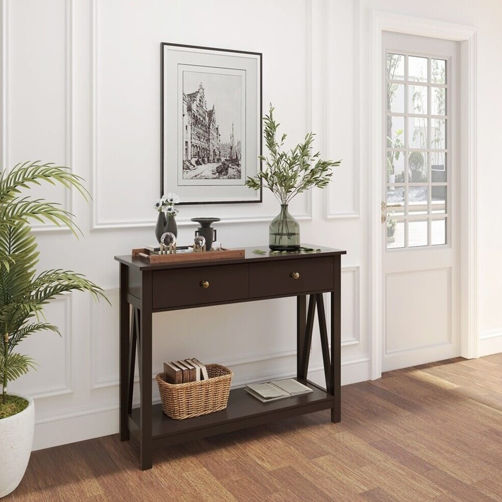 Console Table for Entryway Sofa Table Narrow Long Side Table Espresso 54 x 84 Bed Bath