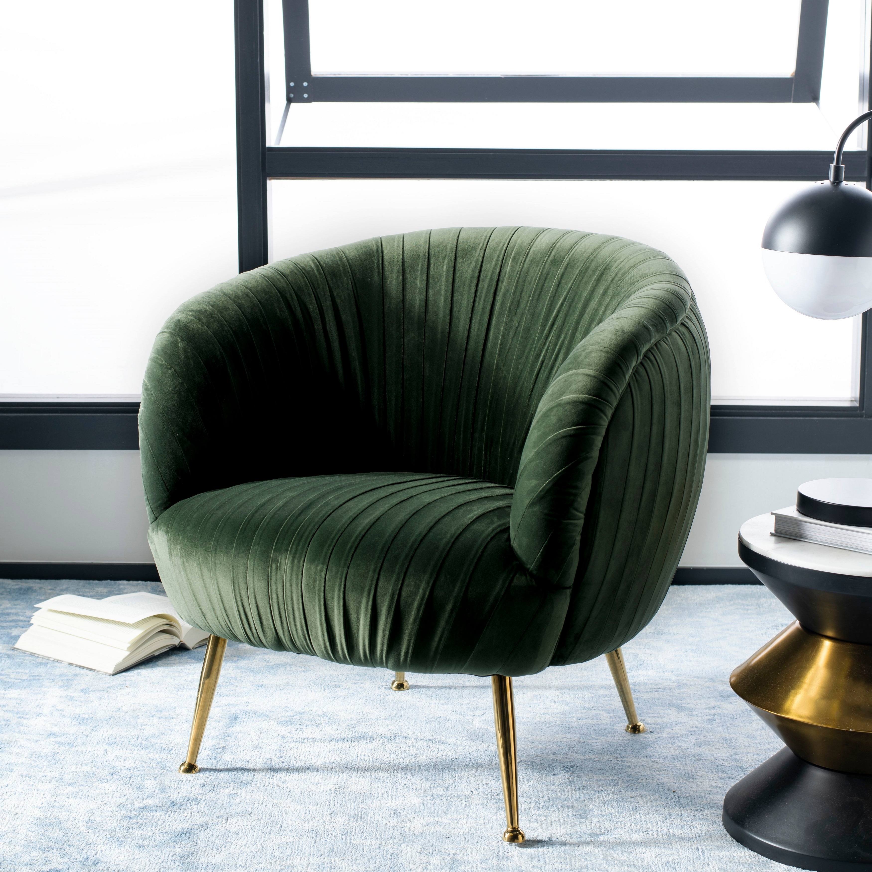 Safavieh Couture Ottillia Shell Velvet Accent Chair Olive Gold Overstock 24216834