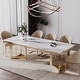 preview thumbnail 32 of 58, Modern Marble Dining Table with White Rectangular Tabletop Gold Stainless Legs, Dining Room Table