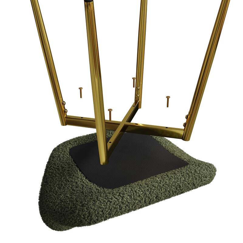 Modern minimalist teddy velvet Dining Chairs Set of 2 with sturdy gold metal legs and comfortable backrest design