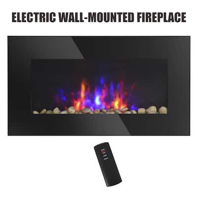 Electric Wall-Mounted Fireplace with Flame Effect