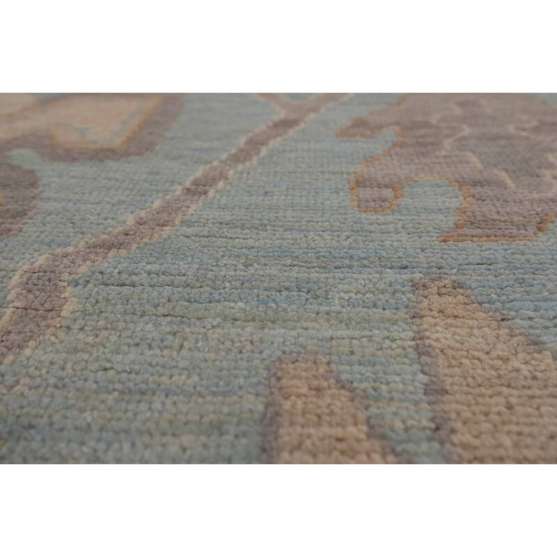 Light Blue Oushak Vegetable Dye Rug Hand-Knotted Wool Carpet - 8'1"x 10'1"
