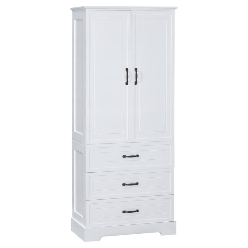 Anti-tipping Device Storage Cabinet for Bathroom with Shelves, Adjustable Shelf, Magnetic Door Stopper and Metal Door Handles