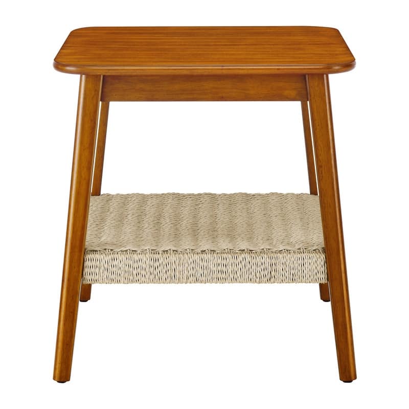 23" & 47.25" Mid-Century Boho Side Table & Coffee Table with Woven Storage Shelf