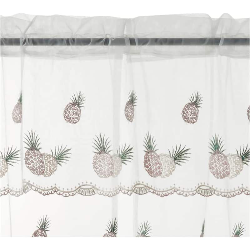 Violet Linen Lyon Pineapple Tropical Boutique Lace, 3pc Set 60"x 18" Valance, 30"x 36" Tiers, Decorative Window Kitchen Curtain