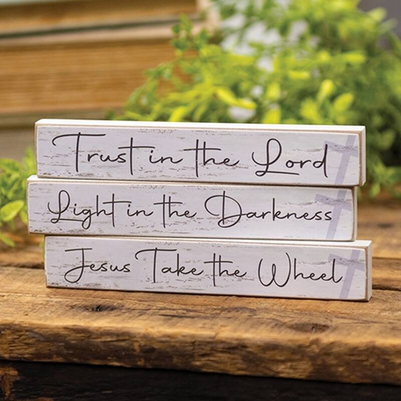 Light in the Darkness Mini Stick Inspirational Decor - 3 Asstd. - 6” x 0.5” x 1”