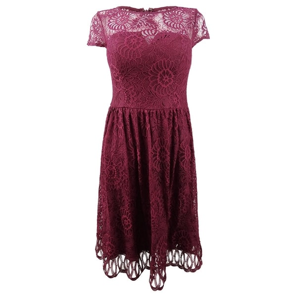 Kensie Women's Lace Midi Fit & Flare Dress (2, Burgundy) - Bed Bath & Beyond - 41167904 Kensie Women's Lace Midi Fit & Flare Dress (2, Burgundy) - Bed Bath & Beyond - 41167904