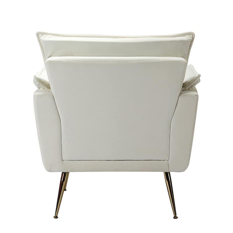 1ida Modern Velvet Tufted Padded Cushion Armchair with Golden Metal Legs by HULALA HOME
