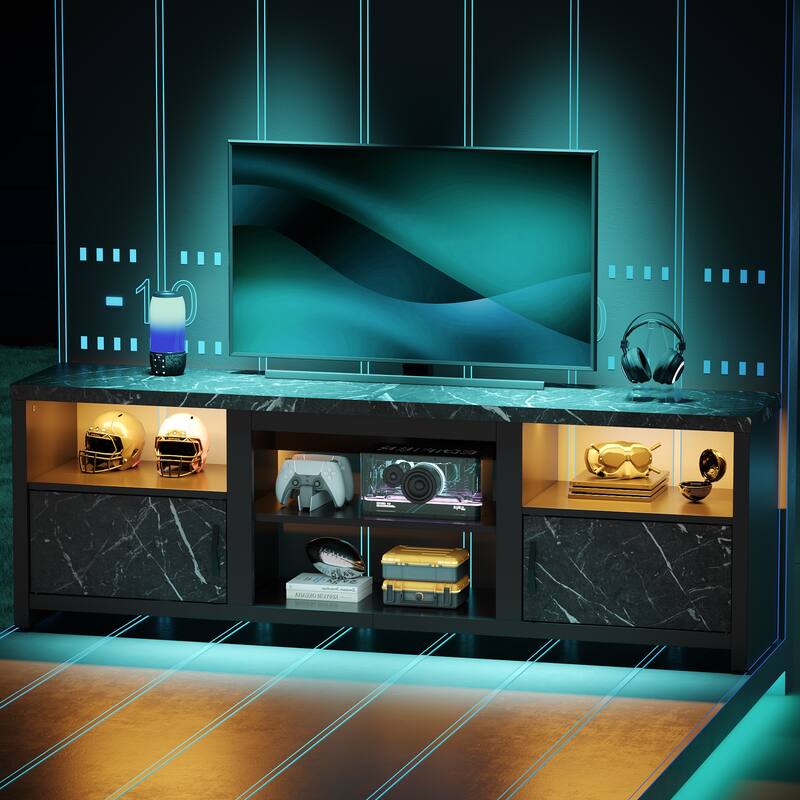 70" TV Stand Modern Entertaintment Center TV Console for 75" TVs with LED Lights - 71 inches