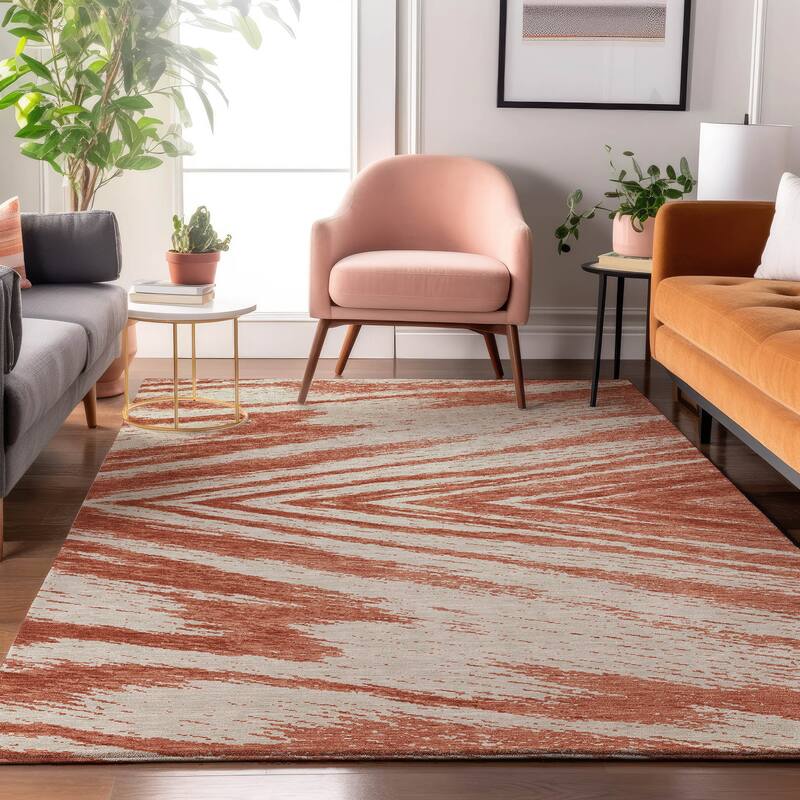 Premium Washable Super Soft Modern Chevron Mayfield Rug - Salmon - 9' x 12'
