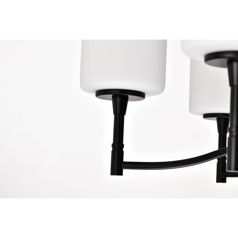 Liam 6 Light Chandelier Matte Black White Opal Glass - Matte Black
