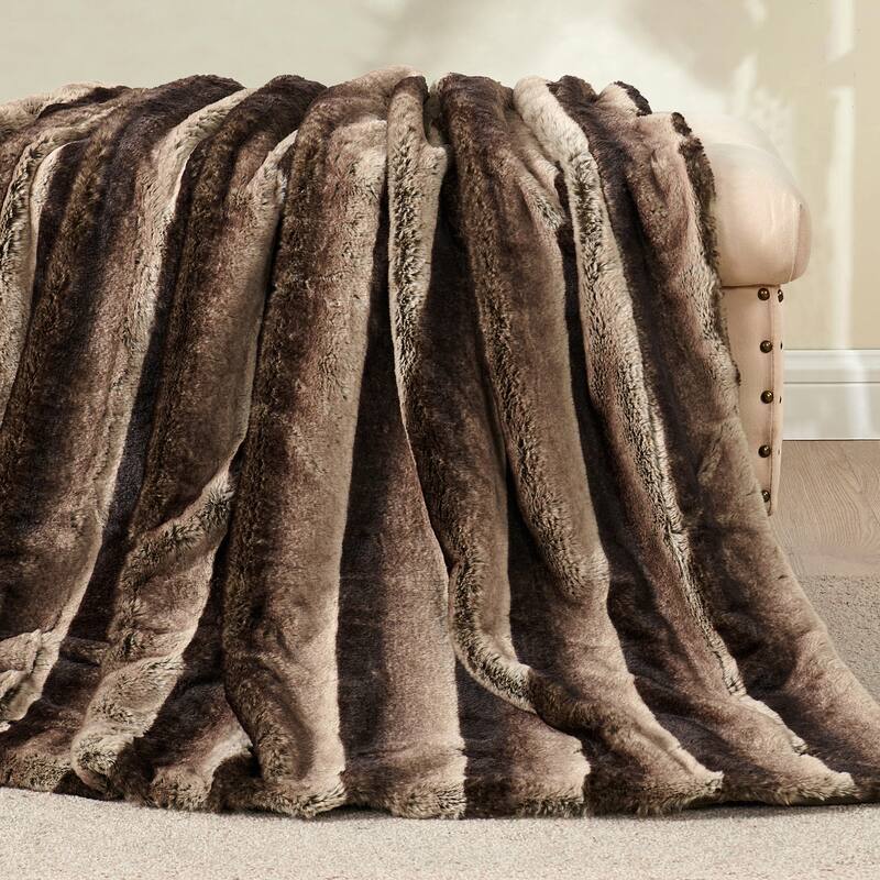 Tip Printing Light Fauxfur Throw