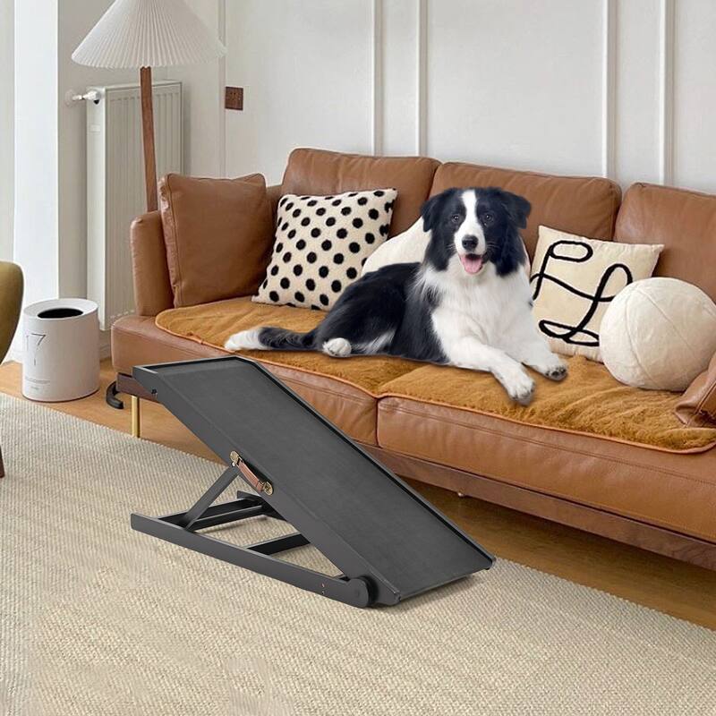 DoCred Pet Ramp, Portable Adjustable Height Folding Dog Ramp - S - Black