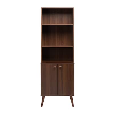 Prepac Milo Mid-Century Modern Tall Bookcase with Adjustable Shelves - 23.75 in. W x 72 in. H x 16 in. D