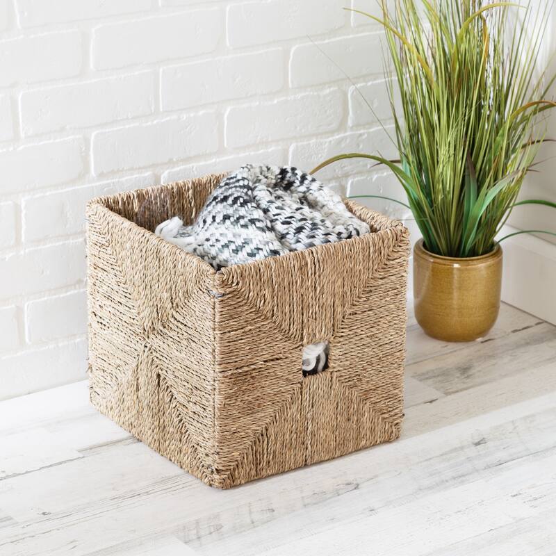 Natural Seagrass Square Woven Basket