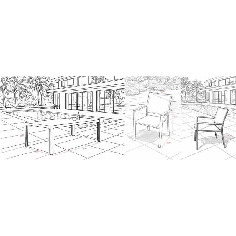 Como White 7-Piece Aluminum Outdoor Dining Set with Sling Set in White - N/A