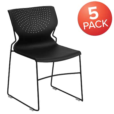 5 Pack 661 lb. Capacity Full Back Stack Chair with Powder Coated Frame