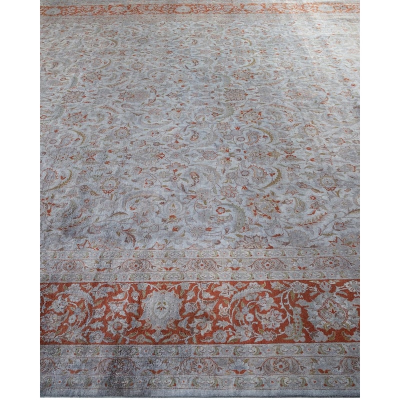 Overton Hand Knotted Wool Vintage Inspired Modern Contemporary Overdyed Gray Area Rug - 10' 1" x 14' 5"