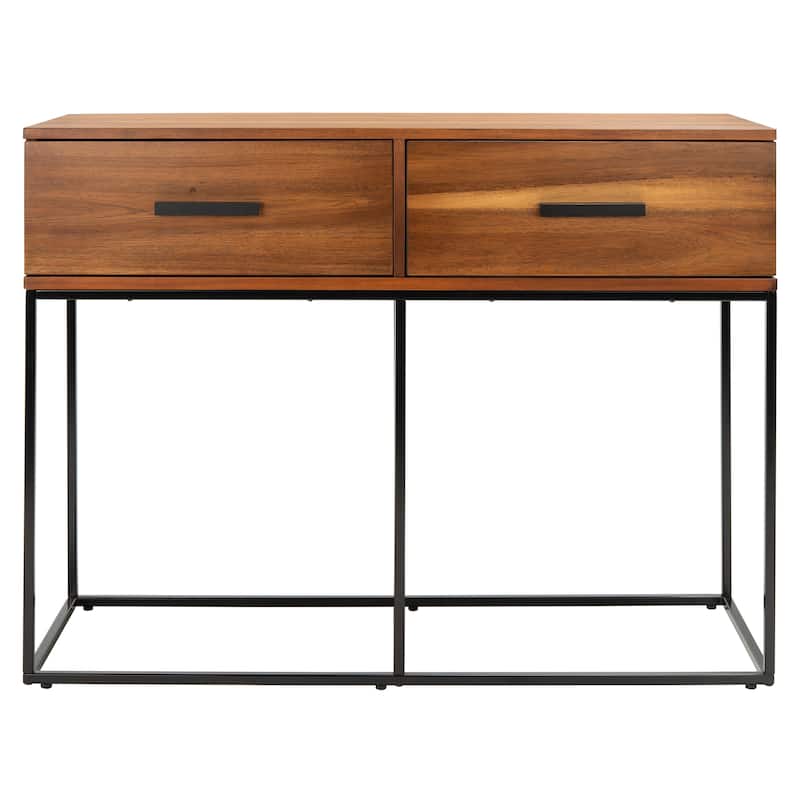 SAFAVIEH Columbia Brown/ Black 2-Drawer Console Table - 42" W x 15" L x 31" H - 42Wx15Dx31H