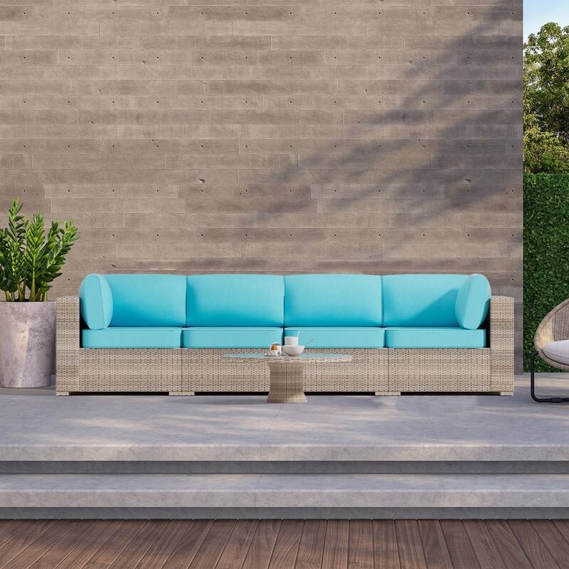14-Piece Patio Furniture Sofa Cushions, 6-Seater Outdoor Cushion Set (Only Include Cusions，Not Sofa） - 25.6*25.6*4in