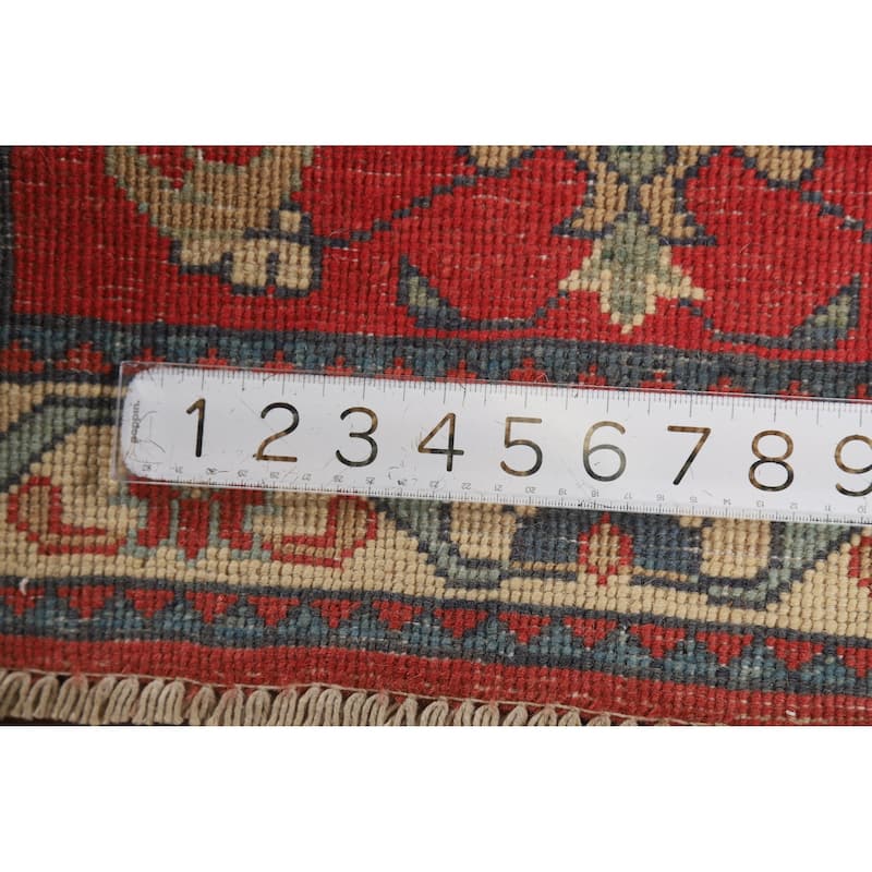 Traditional Kazak Rug Hand-Knotted Oriental Red Wool Carpet - 2'0"x 3'0"