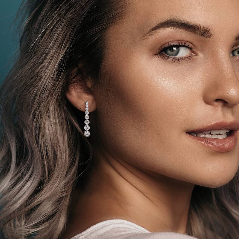 Miadora 2 1/3ct TDW Graduated Diamond Drop Earrings in 14k White Gold