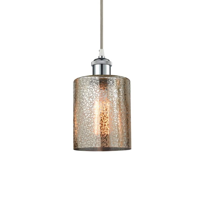 Innovations Lighting 516-1P-8-5 Cobbleskill Pendant Cobbleskill 5" - Mercury / White and Polished Chrome