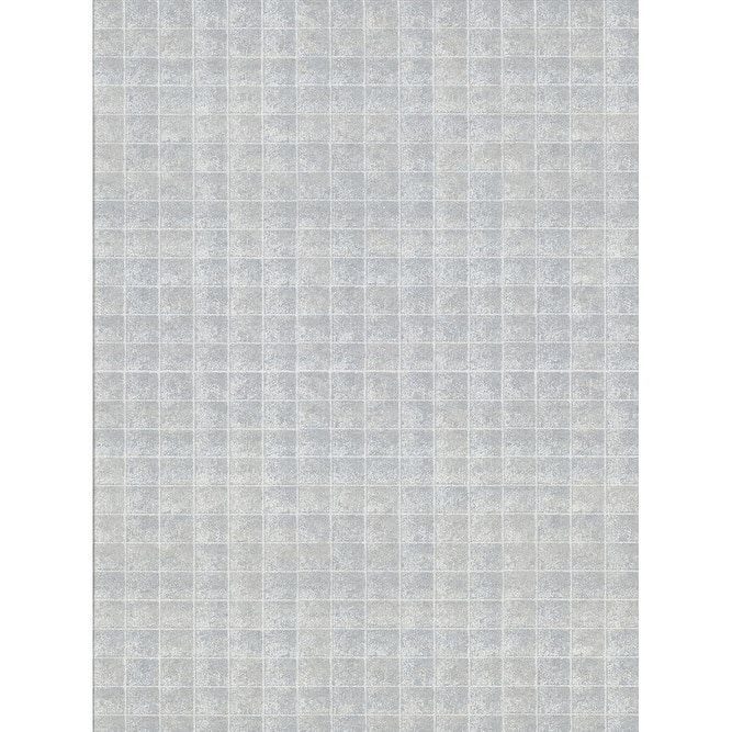 Brewster Nigel Grey Faux Tile Texture Wallpaper - 21in x 396in x 0.025in