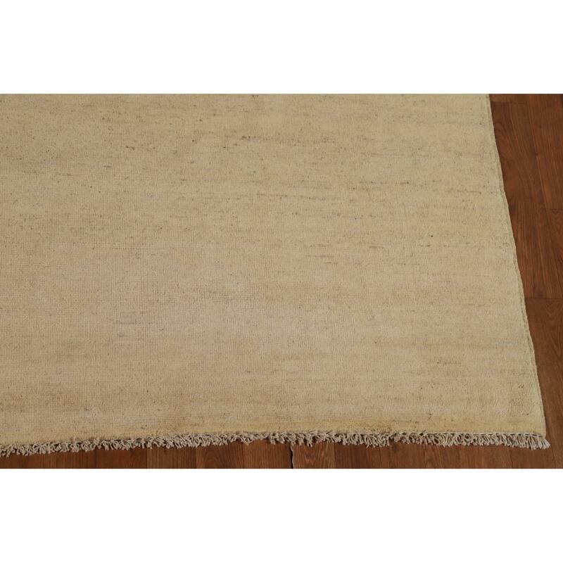 Muted Gold Gabbeh Modern Area Rug Handmade Wool Carpet - 8'0"x 9'7"