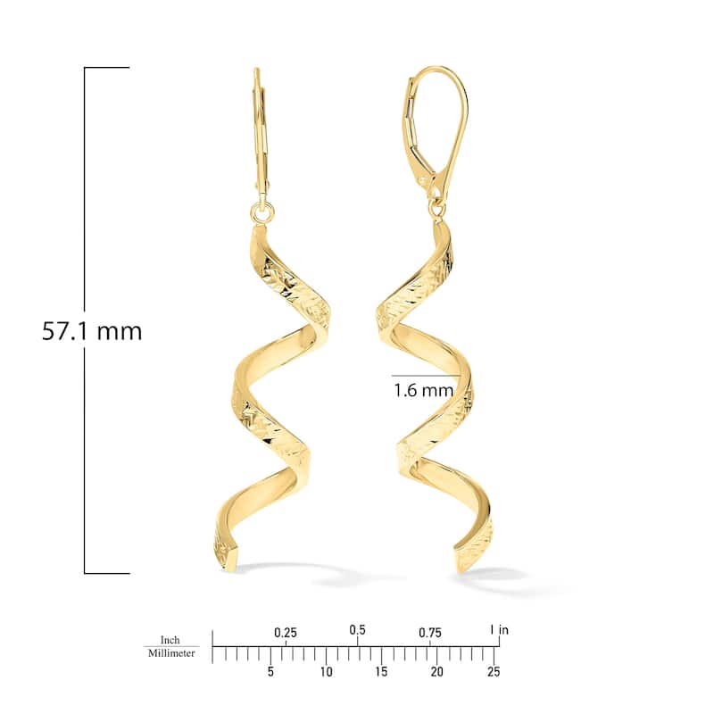Clover 14K Yellow Gold Diamond-Cut Spiral Drop Earrings