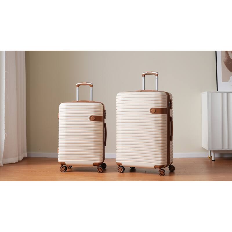 16/20/24/28 4-Piece Modern Expandable Luggage Sets with 4 Storage Bags, Swivel Wheels and TSA Lock for Boarding Travel, Cream