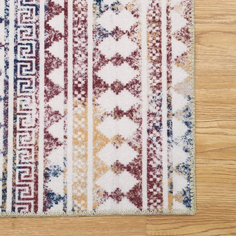 Garvee Moroccan Geometric Machine Washable Area Rug