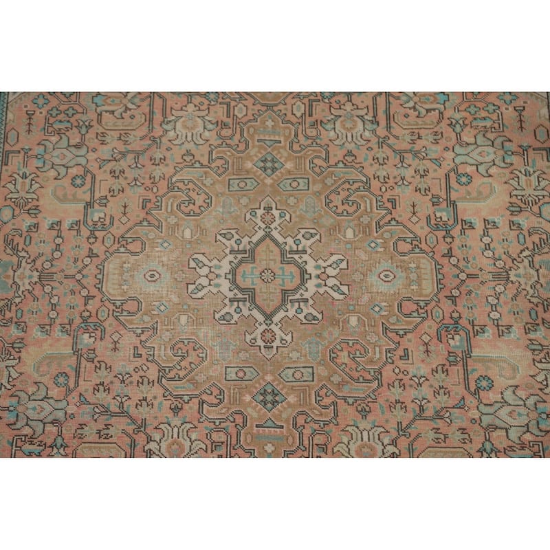 Distressed Tabriz Persian Vintage Rug Bedroom Handmade Wool Carpet - 6'10" x 9'8"