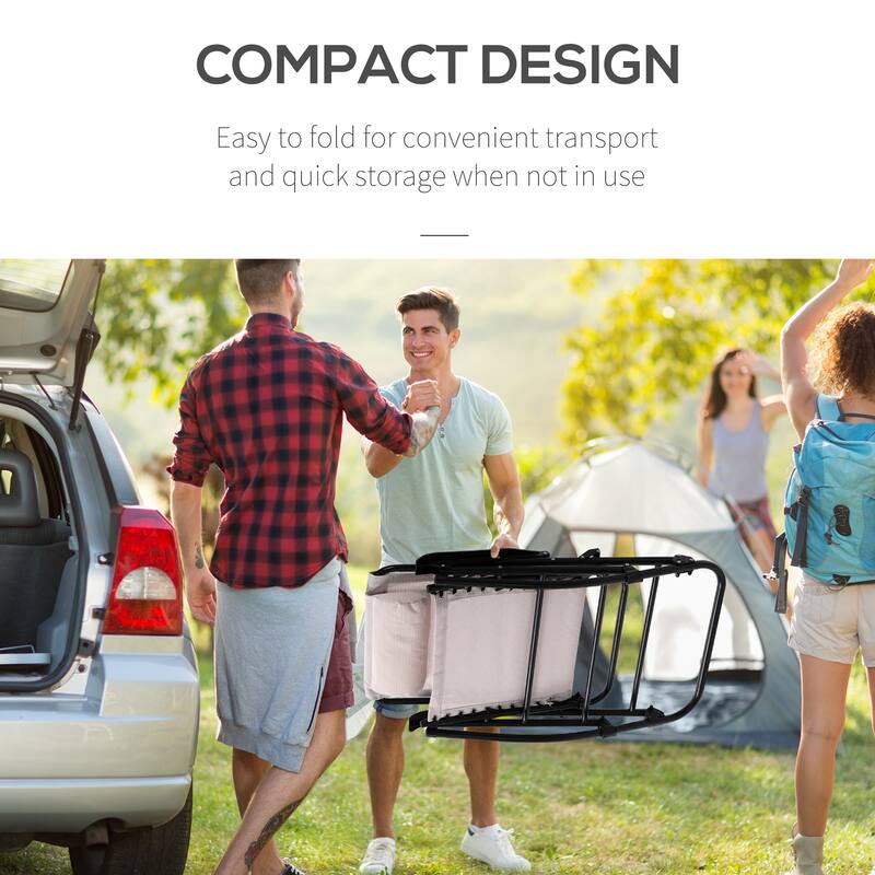 Outdoor 2-Piece Oversized Folding Rocking Camping Chair, Zero Gravity Rockers with Headrests