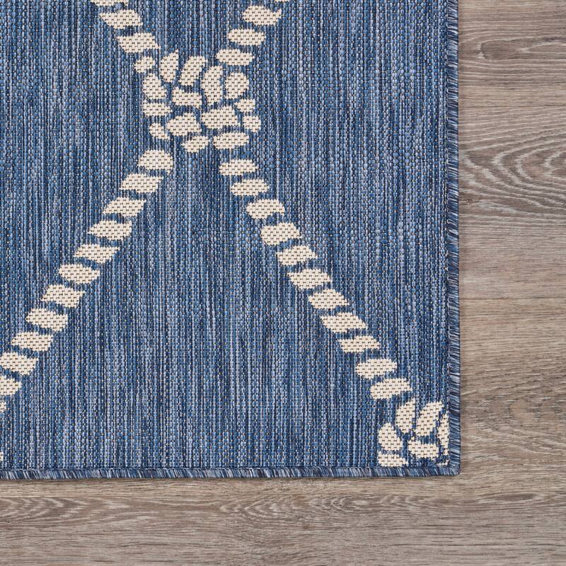 Sevita Tides Nautical Rope Knot Blue/White Indoor/Outdoor Area Rug