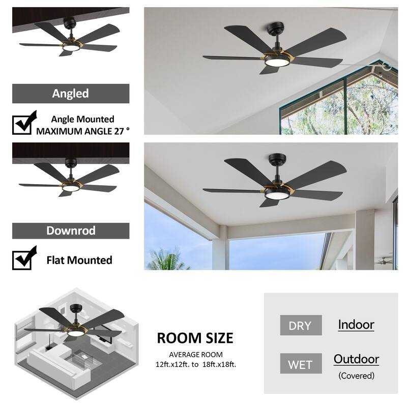 CARRO Bariington 52" Smart Ceiling Fan with Light and Remote Control-Downrod
