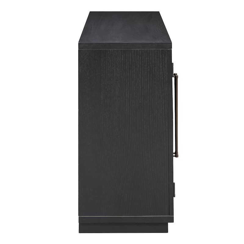 Roomfitters 4-Door Sideboard Buffet Cabinet with Glass Doors, Arched Storage and Adjustable Shelves for Kitchen Dining or Living
