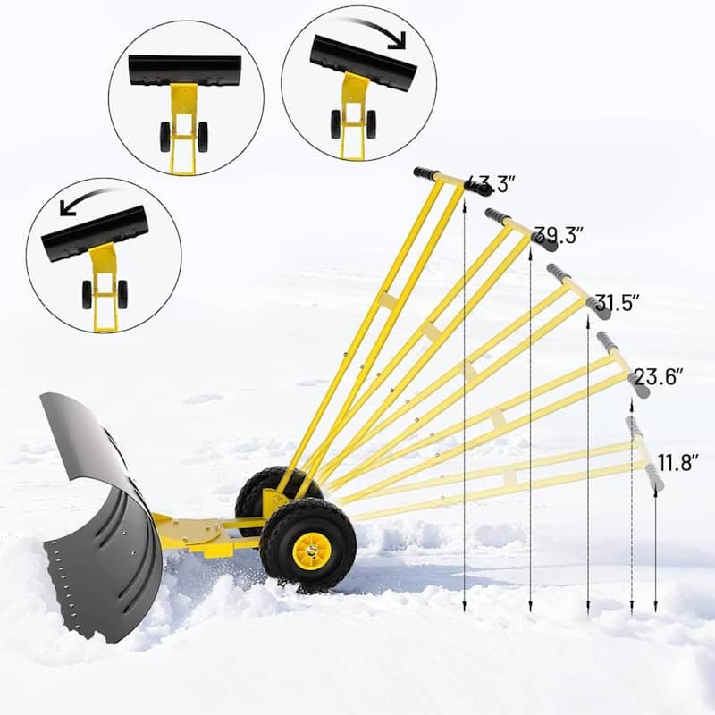 Heavy Duty Double Rod 36-Inch Steel Snow Shovel Plow for Driveways, Sidewalks, Yards