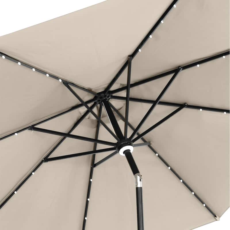 Ainfox 10ft Patio Umbrella with Lights Outdoor Solar Umbrella