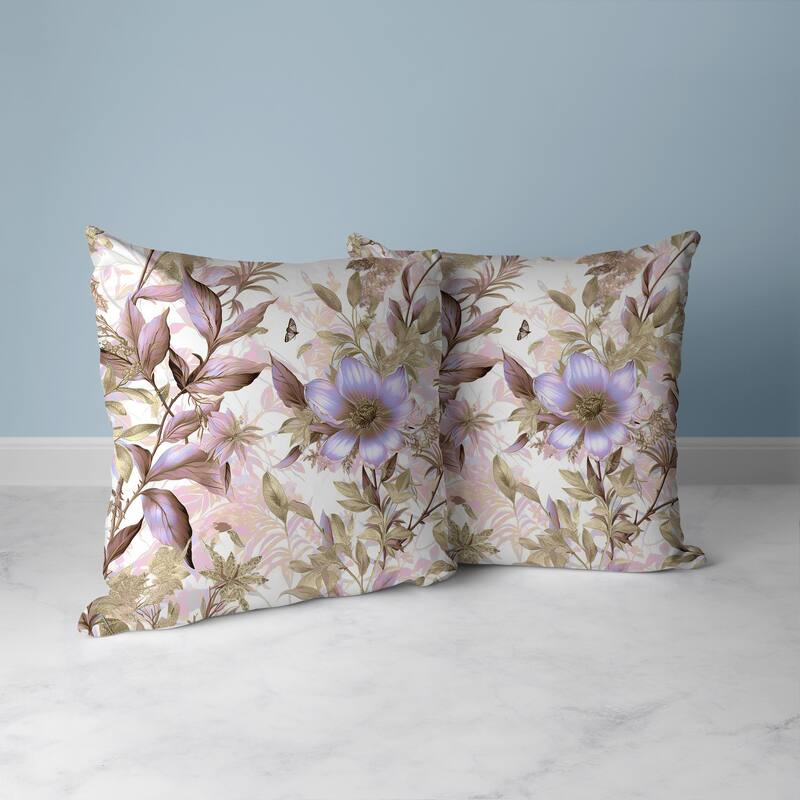 Pink And Gold Exquisite Floral Breeze Indoor/Outdoor Throw Pillow Zipper