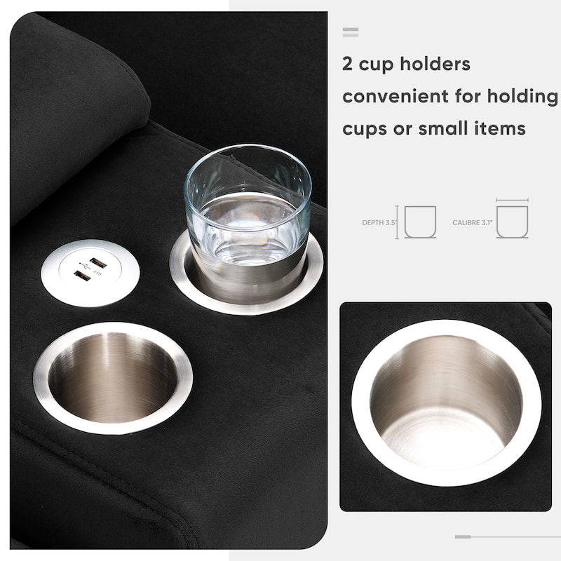 123*55" Modern U-shaped Sofa with Console,Cupholders and USB Ports, Upholstered ,Sleeper Couch Set with Chaise