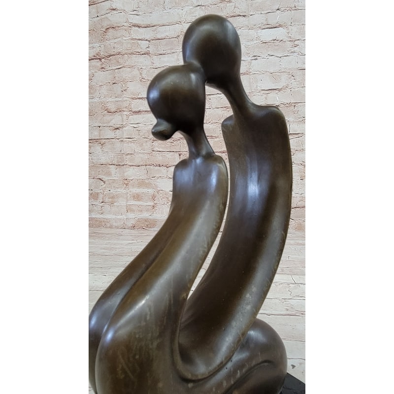 Abstract Bronze Sculpture Of A Couple Kissing - Love Romance Original Art