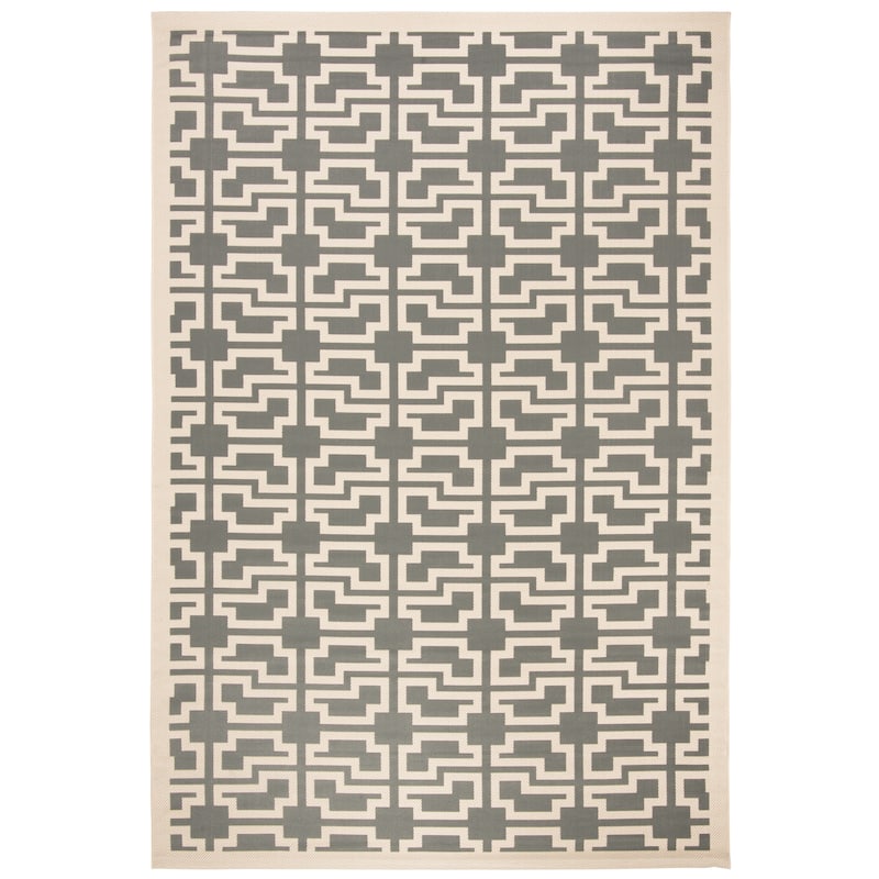 SAFAVIEH Courtyard Zohre Indoor/ Outdoor Waterproof Patio Backyard Rug - 2' x 3'7" - Grey/Beige