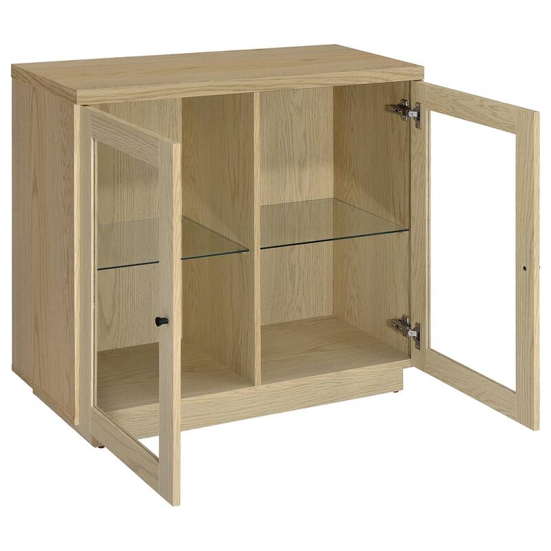 Tilbury 2-Door Glass Front Accent Display Cabinet Light Oak