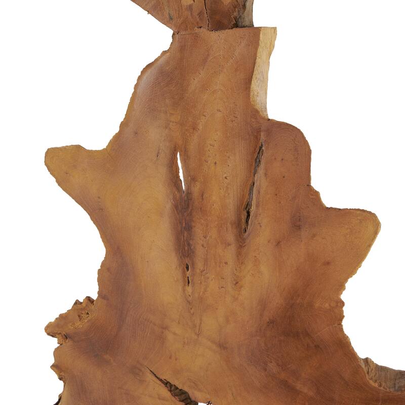 Teak Wood Tall Live Edge Freestanding Partition Room Divider Screen with Large Tree Trunk Pieces - Brown - Roche River Decor