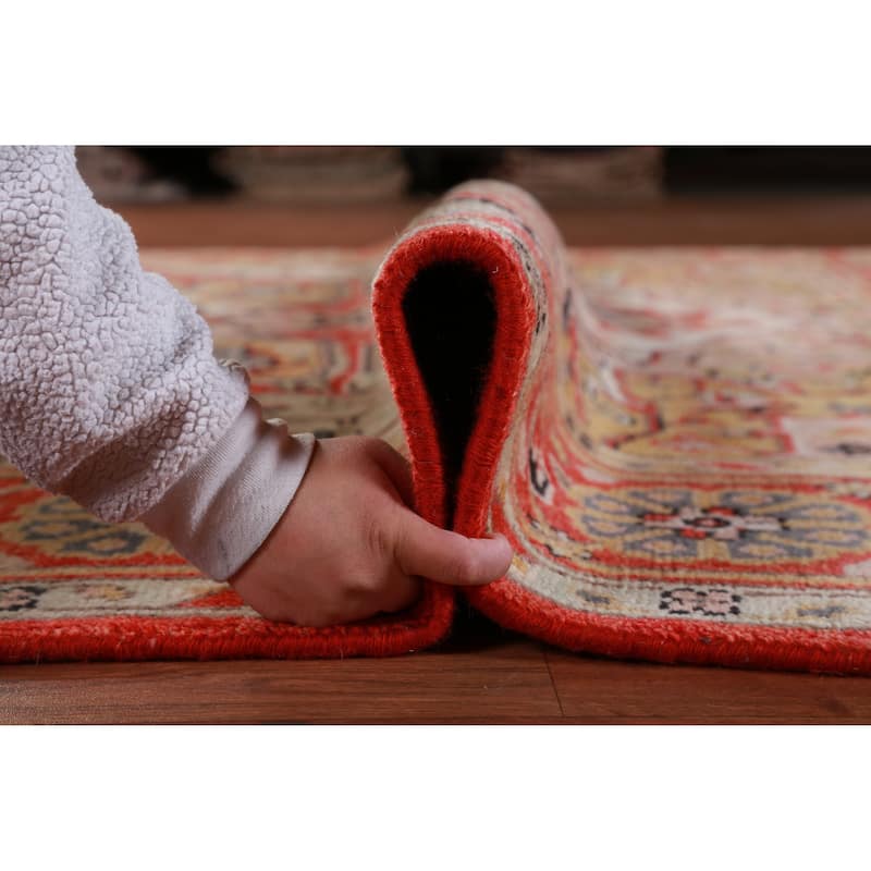 Hand Knotted Oriental 100% Wool Carpet Traditional Medallion Beige & Ivories Heriz (serapi) Area Rug - 9' 10'' X 7' 11''