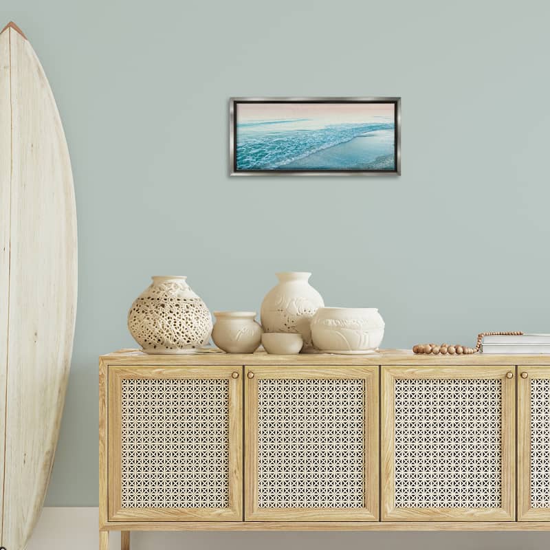 Stupell Luminous Sunset over Beach Framed Floater Canvas Wall Art Design By Mary Lou Johnson